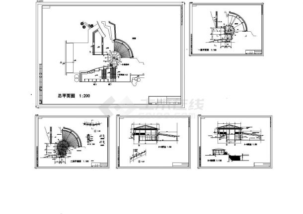 某中央广场茶室单体建筑施工图-图一