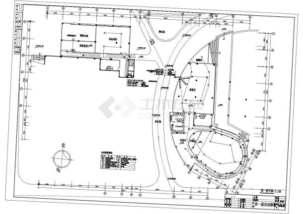 长93.88米 宽64.65米 地下1地上5层大学图书馆消防电气施工设计图-图一