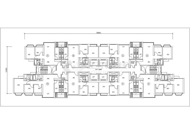 无锡荣尚新居小区住宅楼2梯8户平面户型设计CAD图纸-图一