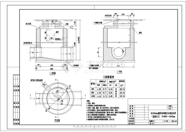 污水检查井cad详细图纸设计