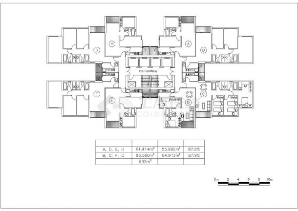 泰州市永泰花园小区住宅楼1梯8户户型设计CAD图纸-图一
