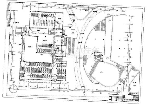 某长93.88米 宽64.65米 地下1地上5层大学图书馆消防电气设计施工图-图二