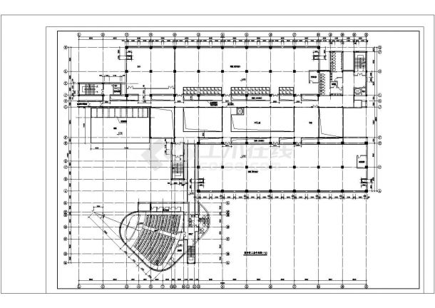 多层大学图书馆建筑方案CAD图纸-图二