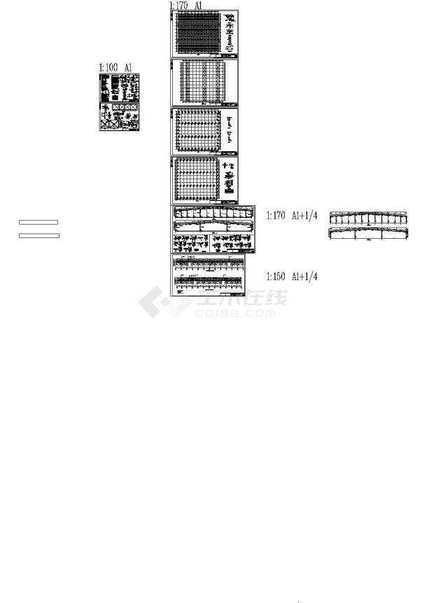 单层轻型门式钢架钢结构仓库施工cad图，共九张-图二