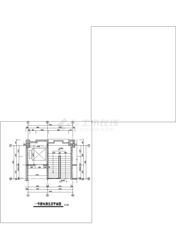 某地图书馆楼梯电梯平面剖面图-图一