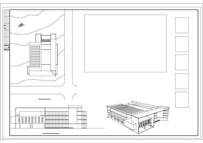 某高校四层框架结构图书馆大楼设计cad建筑方案图（大院设计）_图1