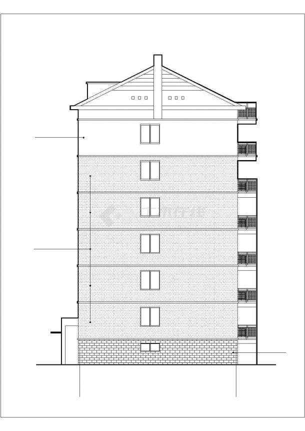 5300平米6层框混结构住宅楼建筑设计CAD图纸（含地下室和阁楼）-图一