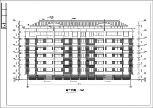 占地494平米6层砖混结构住宅楼建筑设计CAD图纸（含架空层）-图一