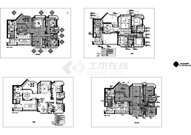 237平米套房平面施工图-图一