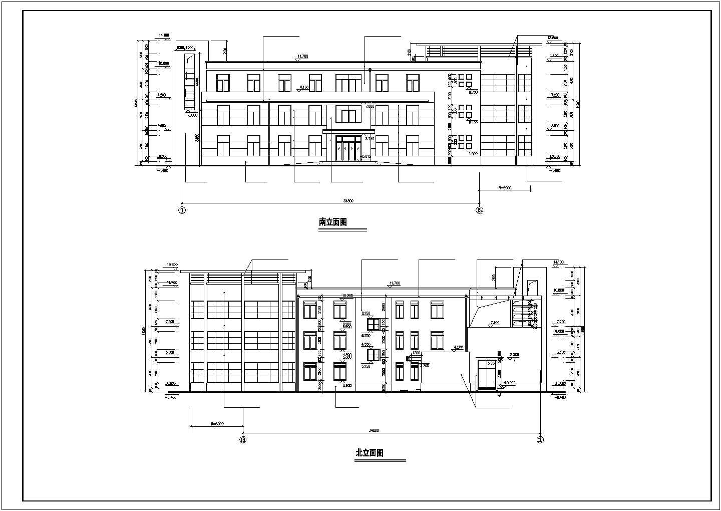 杭州某小区1500平米3层框架结构社区活动会所建筑设计CAD图纸