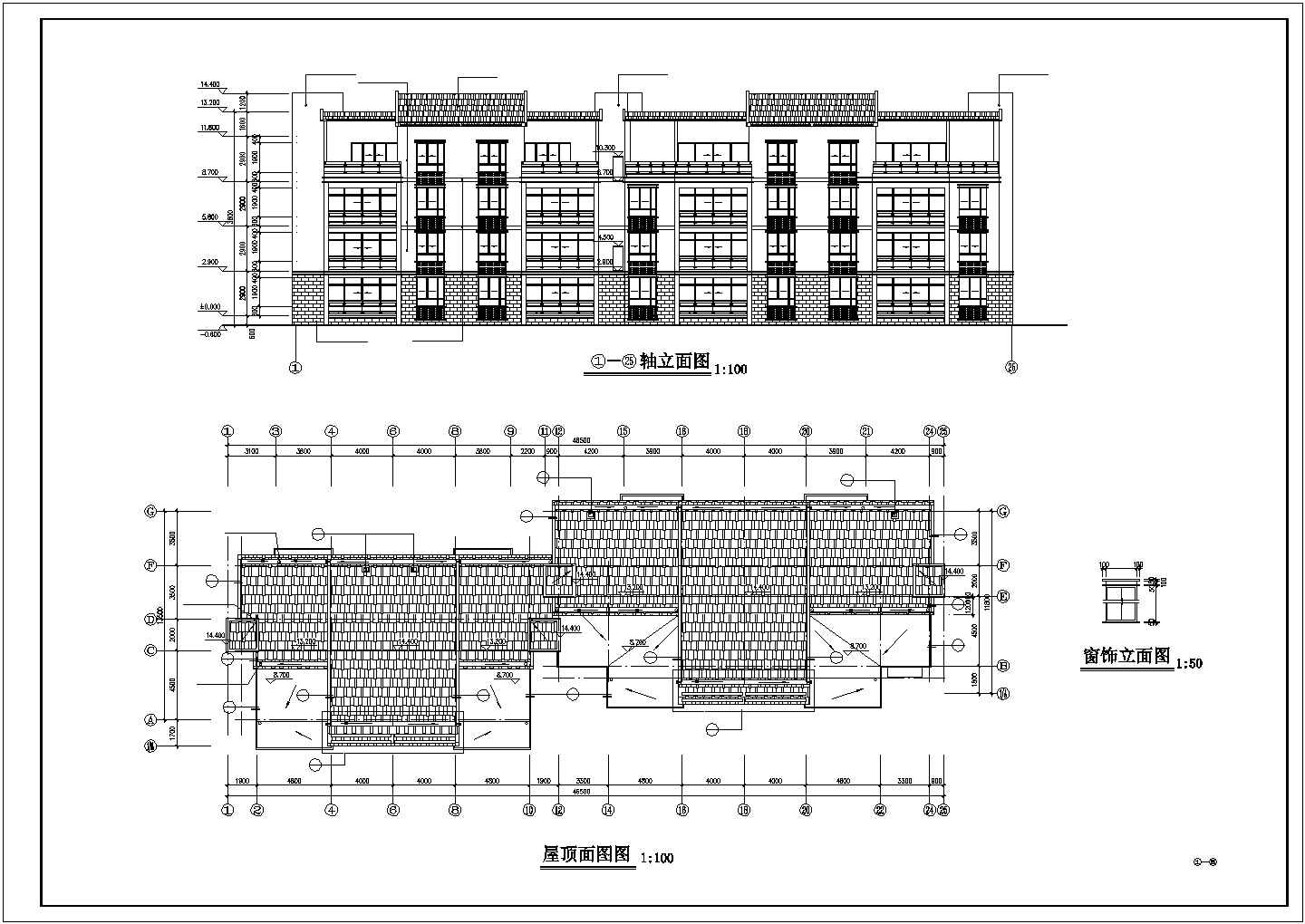青岛市某现代化小区2500平米四层砖混结构住宅楼建筑设计CAD图纸