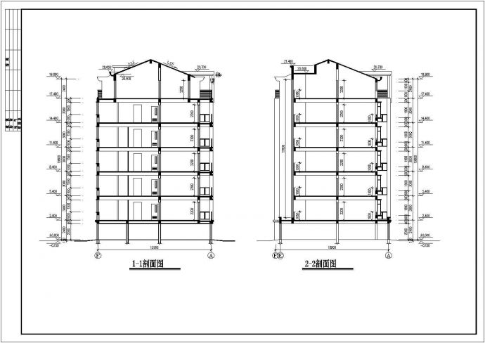 4千平米左右6+1层框架结构住宅楼建筑设计CAD图纸（含车库和阁楼）_图1