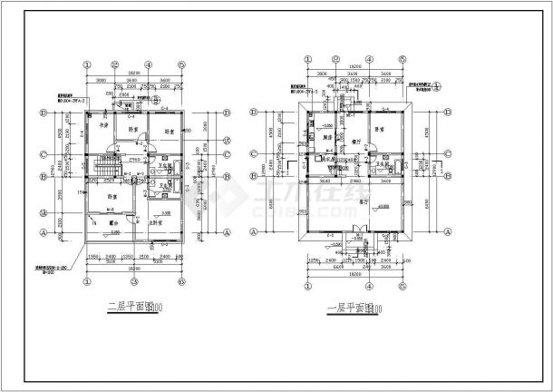 某二层框架结构别墅研发楼设计cad全套建筑施工图（含设计说明，含2栋设计）-图二