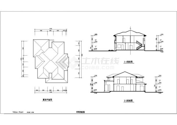 某二层框架结构欧式风格别墅设计cad建筑施工图（含效果图）-图一