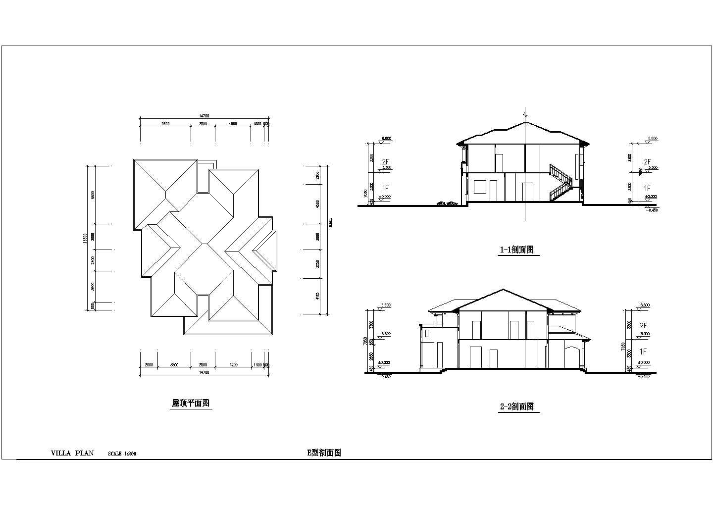 某二层框架结构欧式风格别墅设计cad建筑施工图（含效果图）