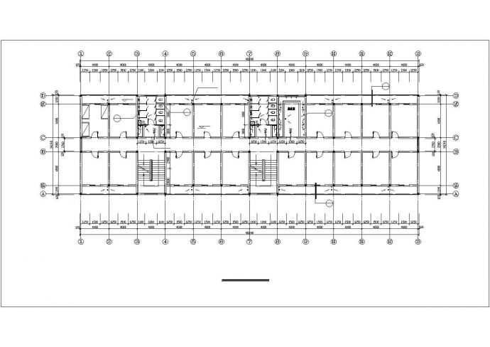 昆山市某工厂2400平米4+1层框架结构宿舍楼平立剖面设计CAD图纸_图1