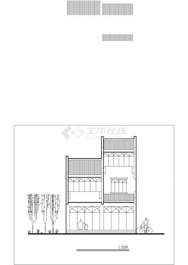 某村镇220平米3层框混结构乡村别墅全套平立剖面设计CAD图纸-图二