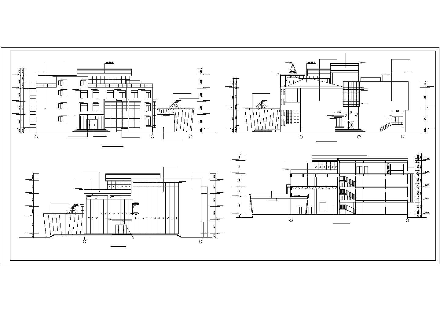  四层框架结构艺术学院图书馆及阶梯教室综合楼含详图
