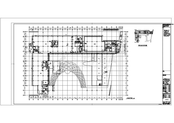 某图书馆新馆建筑施工CAD平面布置参考图-图一