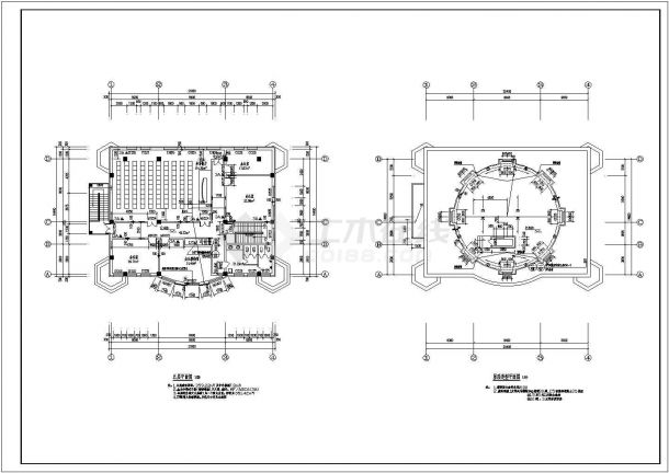 某1976平方米哈尔滨五层小型图书馆建筑施工CAD图纸-图一
