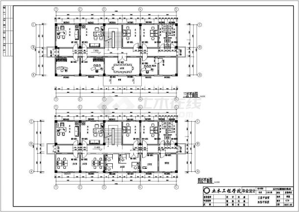 某建筑面积1200平米五层框架综合楼毕业设计cad详细建筑施工图（含设计说明，含结构设计，含计算书、施组）-图二