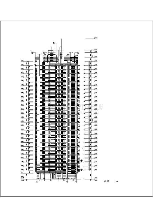 锦州市某小区28层剪力墙结构住宅楼立剖面设计CAD图纸（带架空层）-图二