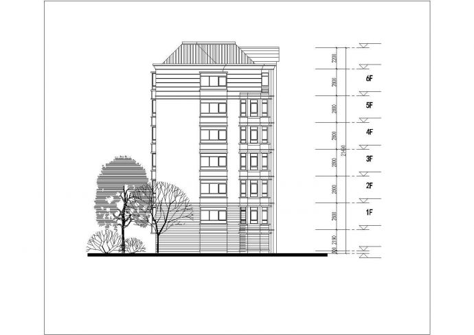 5000平米左右6+1层框混住宅楼平立剖面设计CAD图纸（含阁楼层）_图1