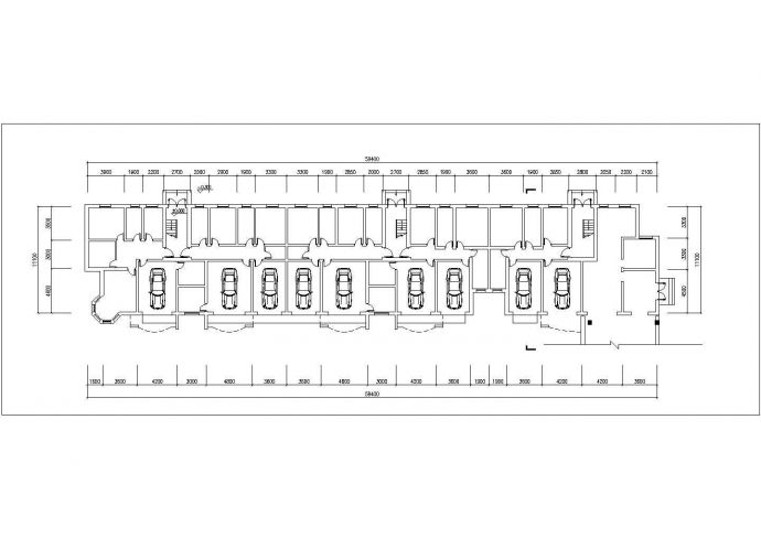 北京某小区5400平米7层混合住宅楼平立剖面设计CAD图纸（含车库层）_图1