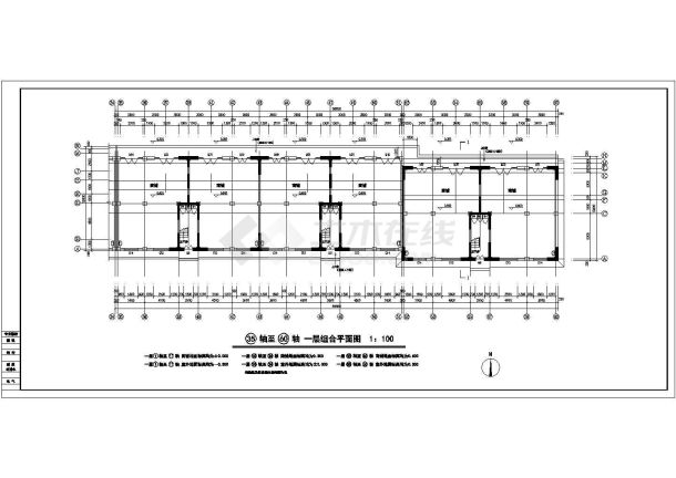 4800平米6层框架结构商住楼平立面设计CAD图纸（底层商用）-图一