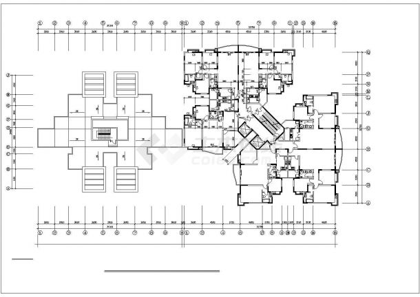 昆明市某小区18+13层两栋组合式框架结构住宅楼平立面设计CAD图纸-图一