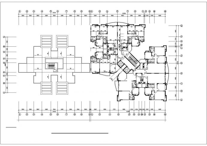 昆明市某小区18+13层两栋组合式框架结构住宅楼平立面设计CAD图纸_图1