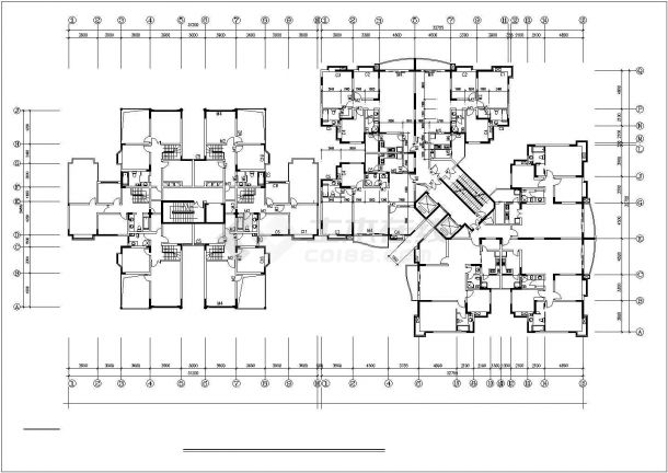 昆明市某小区18+13层两栋组合式框架结构住宅楼平立面设计CAD图纸-图二