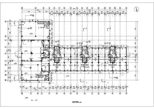 7800平米左右10+1层框架机构住宅楼平面设计CAD图纸（含机房层）-图一