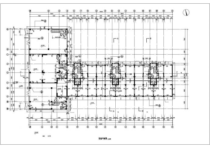 7800平米左右10+1层框架机构住宅楼平面设计CAD图纸（含机房层）_图1