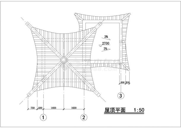 深圳农业现代化示范区景观施工图-公厕屋顶平面-图一