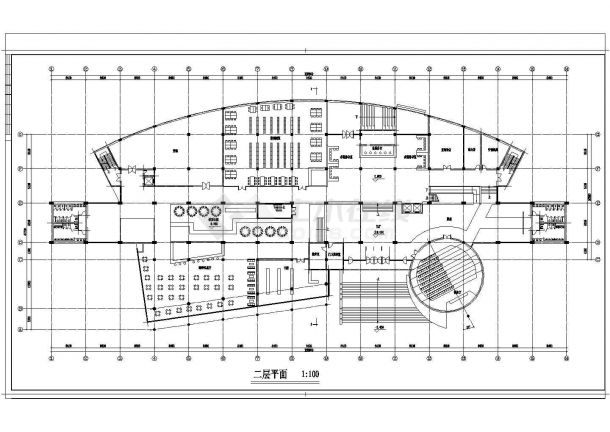 某校五层图书馆建筑设计图（9张）-图二