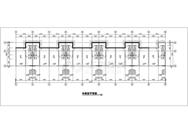 2500平米3+1层框架组合式别墅建筑设计CAD图纸（1楼9户/每户270平米）-图二