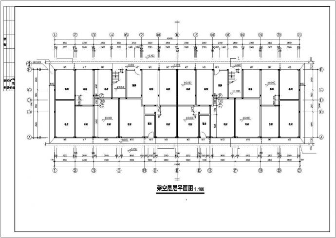 3800平米6层框混结构住宅楼建筑设计CAD图纸（含夹层和架空层）_图1