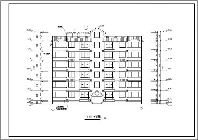 某小区2200平米左右6层砖混结构住宅楼全套建筑设计CAD图纸_图1