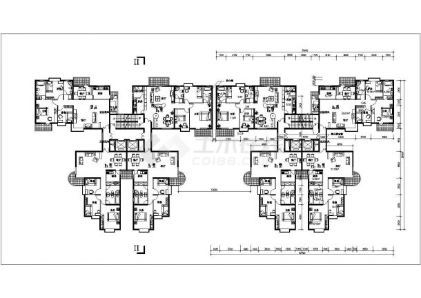 成都某小区115-127平四套不同面积标准层户型设计CAD图纸（1梯4户）-图一