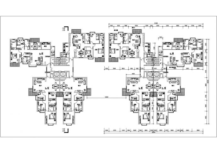 广州江南臻品小区121-131平三种不同面积户型设计CAD图纸（1梯4户）_图1