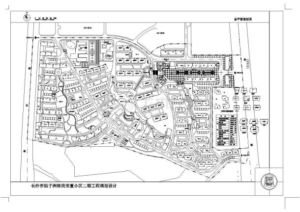 某多层小区（总用地153833平米移民安置小区）二期工程规划设计cad施工总平面图（含技术经济指标）-图一