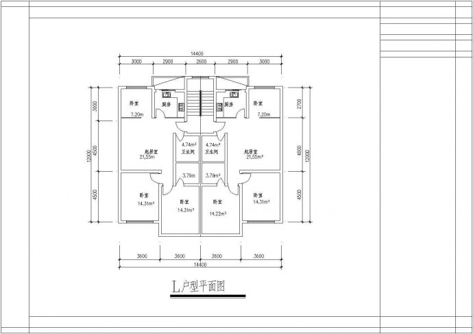 典型90至100平米的户型住宅设计cad建筑平面方案图（含5种设计）_图1
