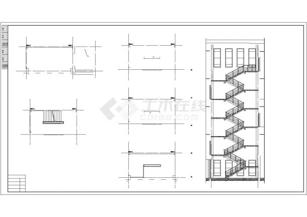 石家庄某高校五层图书馆建筑施工cad图纸（22张图纸）（含说明）-图二