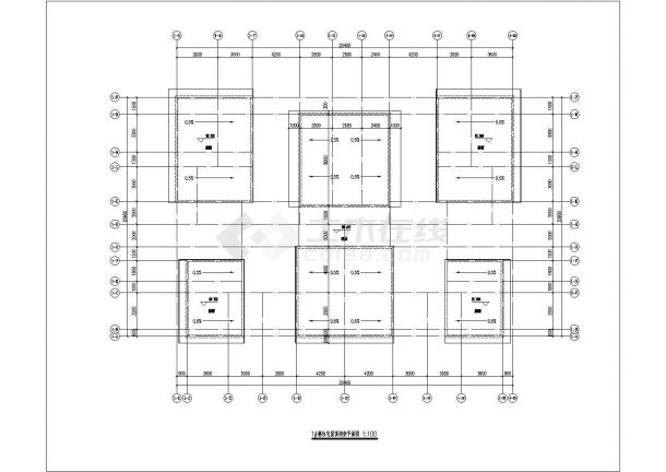 两栋24层框架结构联排商住楼平立剖面CAD设计图纸（1-2层商用）-图一