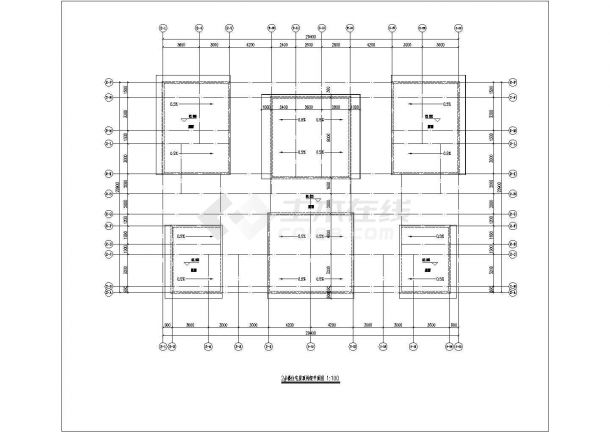 两栋24层框架结构联排商住楼平立剖面CAD设计图纸（1-2层商用）-图二