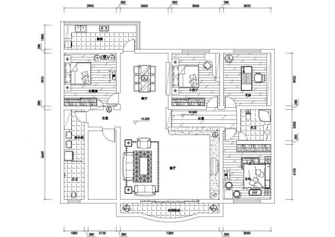 某地居室户型设计CAD图_图1