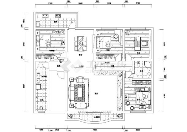 某地居室户型设计CAD图-图二