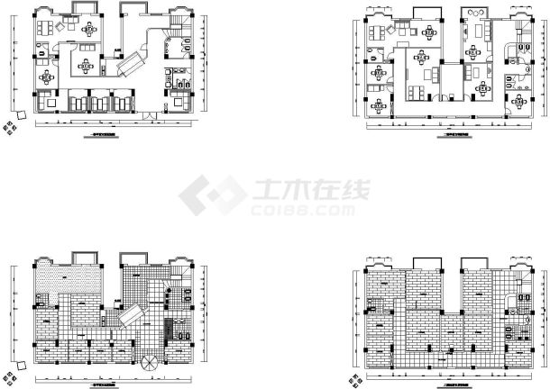 二层茶楼平面设平立剖面CAD布置图-图二