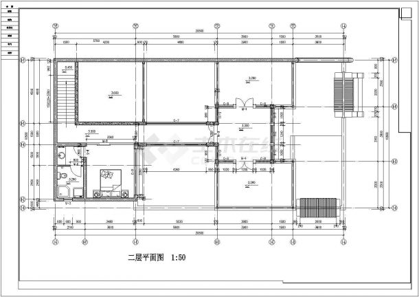 二层北方四合院建筑设计施工图-图二